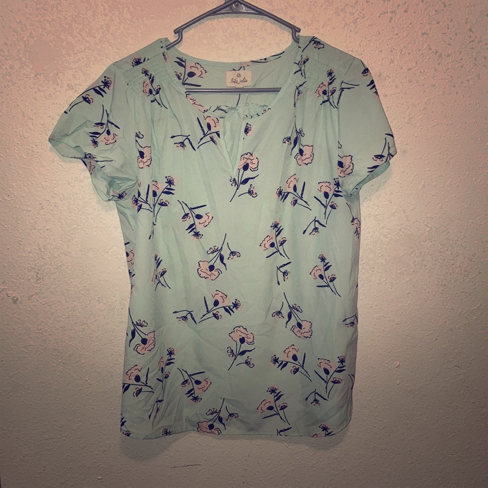 Teal floral top